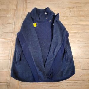 Game Day Couture Wolverines Women's Blue 1/4 Button Up Pull Over S Medium Flawed